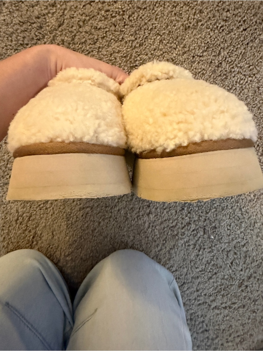 UGG Tazz Braid Natural Sherpa Ivory Fur Platform Clogs - Picture 14 of 14